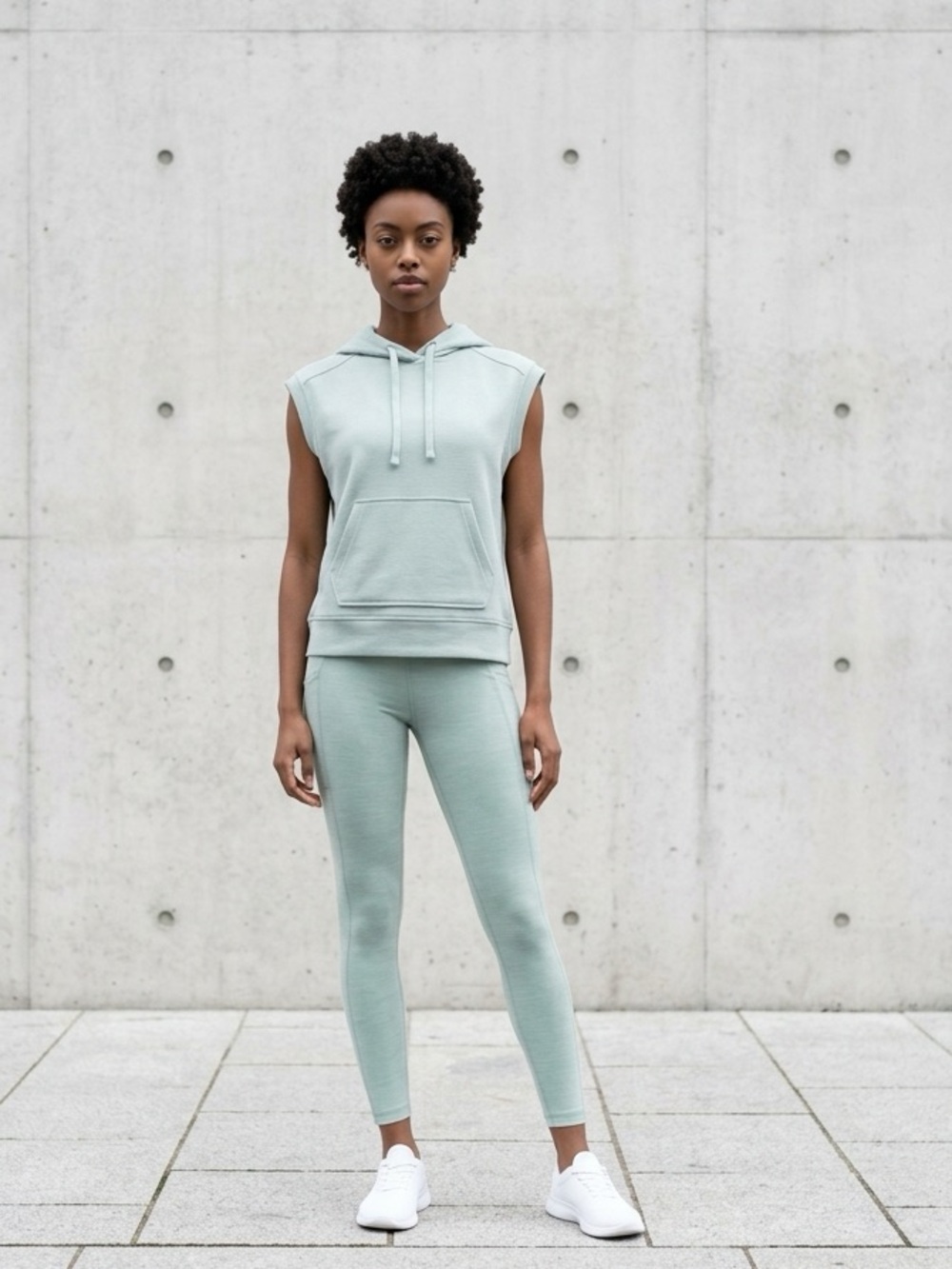Teal Yoga Set Hooded Sleeveless Sweatshirt with Matching 7/8 Leggings